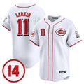 Johmsee C.Reds #11 Barry Larkin Player White Vapor Premier Limited Home Stitched Jerseys
