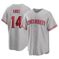 Johmsee C.Reds #14 Pete Rose Player Gray Home Game Stitched Jerseys