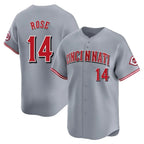 Johmsee C.Reds #14 Pete Rose Player Gray Home Limited Stitched Jerseys