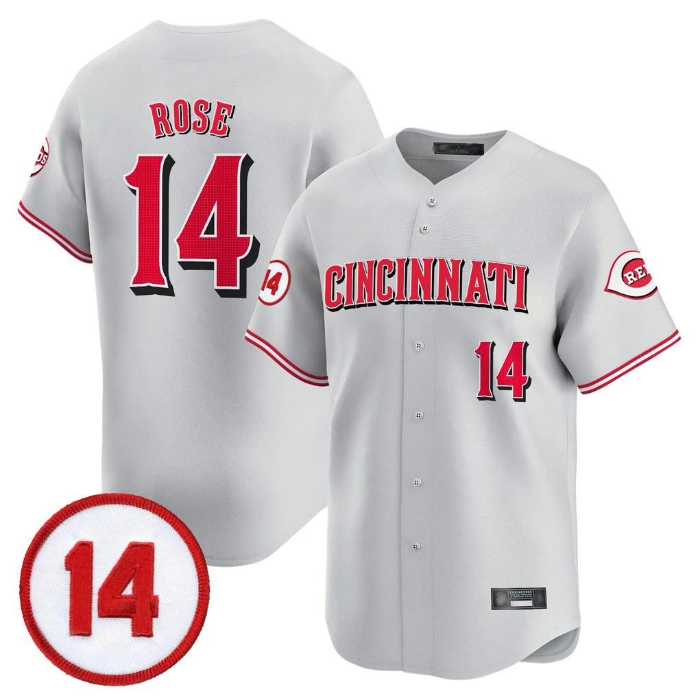 Johmsee C.Reds #14 Pete Rose Player Gray Vapor Premier Limited Home Stitched Jerseys