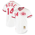 Johmsee C.Reds #14 Pete Rose Player Mitchell & Ness White Throwback Cooperstown Mesh T-shirt Game Stitched Jerseys