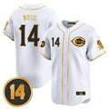 Johmsee C.Reds #14 Pete Rose Player White-Gold Vapor Premier Limited Home Stitched Jerseys