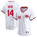 Johmsee C.Reds #14 Pete Rose Player White Cooperstown Collection Limited T-shirt Home Stitched Jerseys