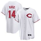 Johmsee C.Reds #14 Pete Rose Player White Home Game Stitched Jerseys