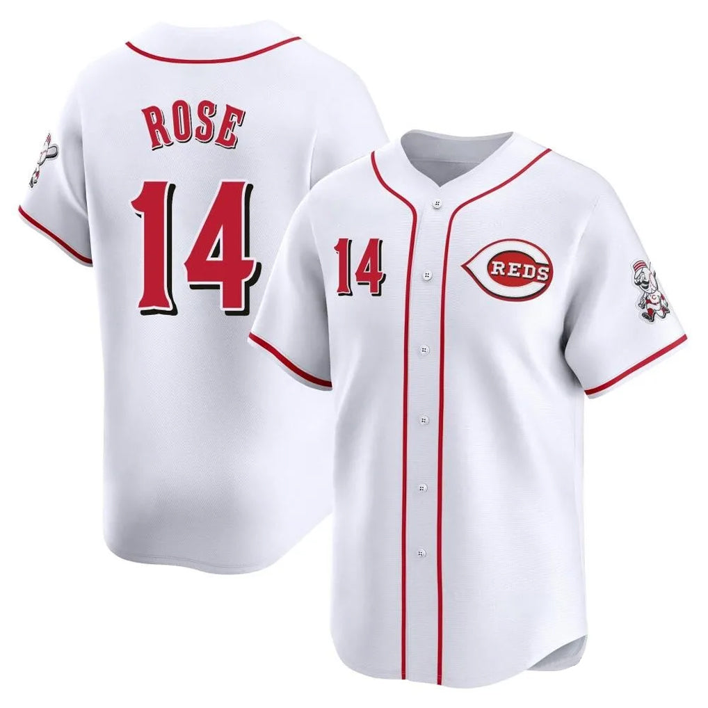 Johmsee C.Reds #14 Pete Rose Player White Home Limited Stitched Jerseys