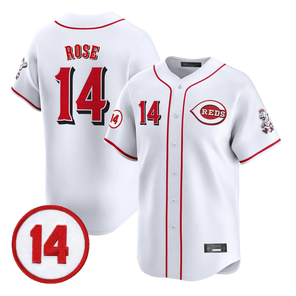 Johmsee C.Reds #14 Pete Rose Player White Vapor Premier Limited Home Stitched Jerseys