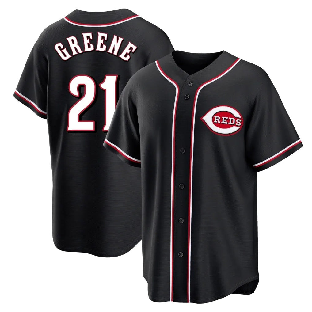 Johmsee C.Reds #21 Hunter Greene Player Black Fashion Out Home Game Stitched Jerseys
