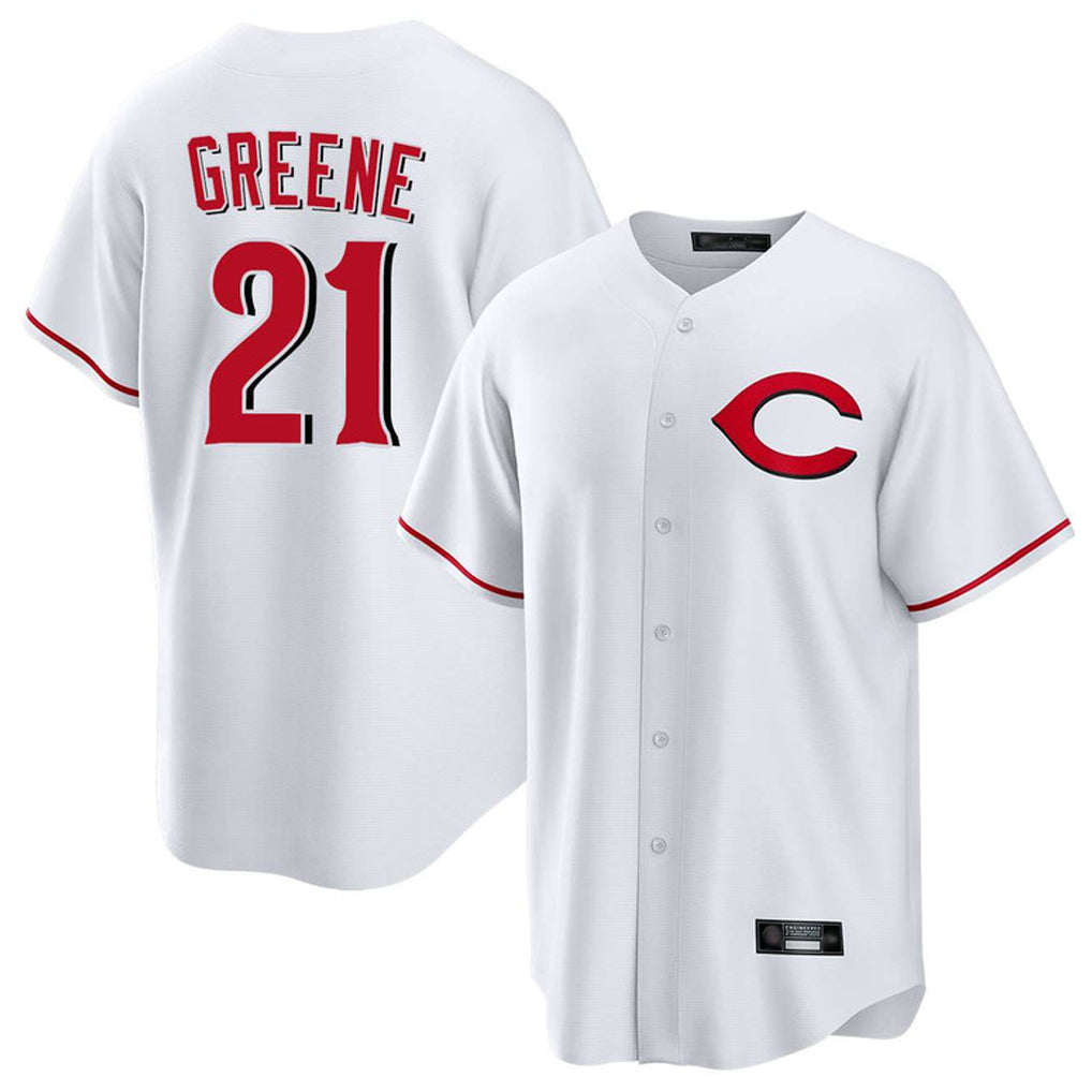Johmsee C.Reds #21 Hunter Greene Player White Home Game Stitched Jerseys