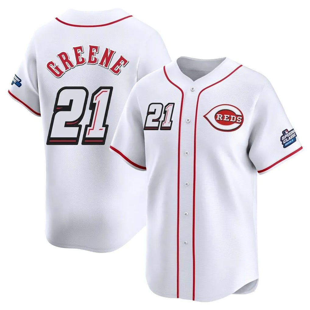 Johmsee C.Reds #21 Hunter Greene Player White Speedway Classic Home Limited Stitched Jerseys