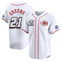 Johmsee C.Reds #21 Hunter Greene Player White Speedway Classic Home Limited Stitched Jerseys