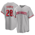 Johmsee C.Reds #28 Eugenio Suárez Player Gray Home Game Stitched Jerseys
