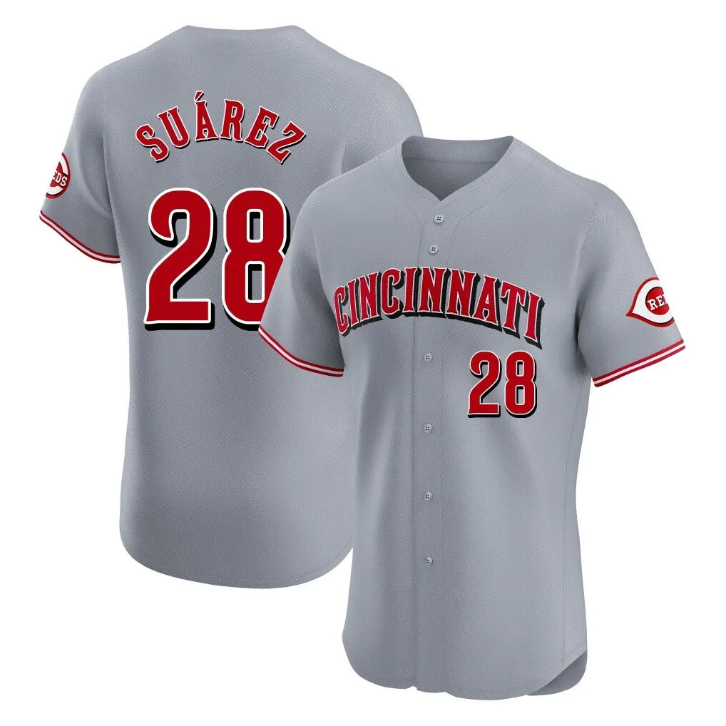 Johmsee C.Reds #28 Eugenio Suárez Player Gray Limited Elite Home Stitched Jerseys