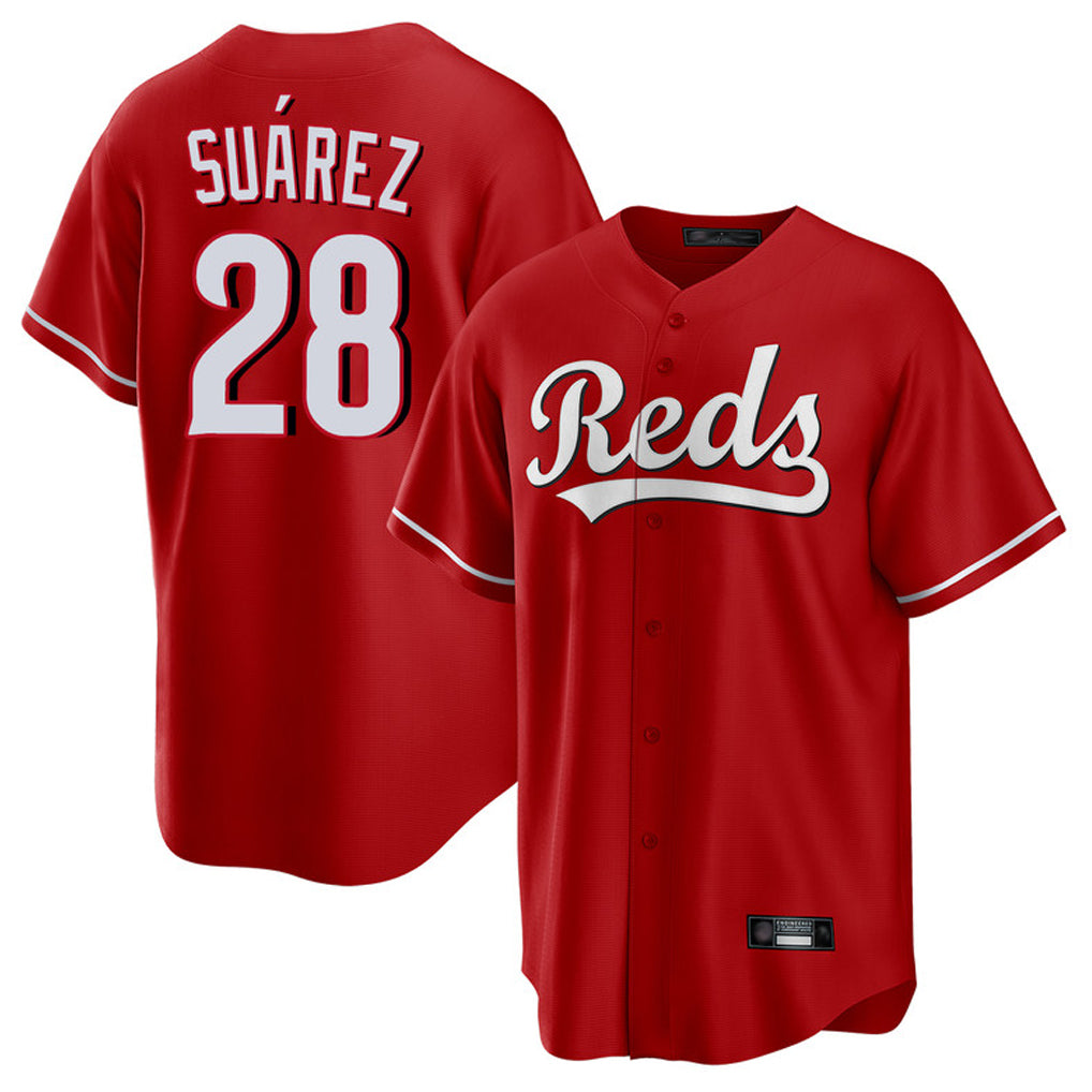 Johmsee C.Reds #28 Eugenio Suárez Player Red Home Game Stitched Jerseys
