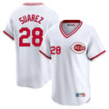 Johmsee C.Reds #28 Eugenio Suárez Player White Cooperstown Collection Limited T-shirt Home Stitched Jerseys