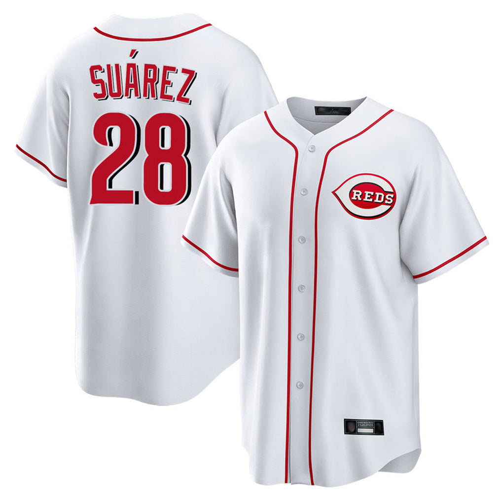 Johmsee C.Reds #28 Eugenio Suárez Player White Game Home Stitched Jerseys