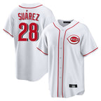 Johmsee C.Reds #28 Eugenio Suárez Player White Game Home Stitched Jerseys