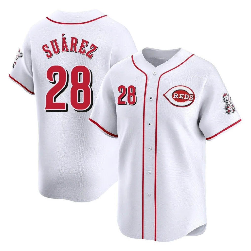 Johmsee C.Reds #28 Eugenio Suárez Player White Home Limited Stitched Jerseys