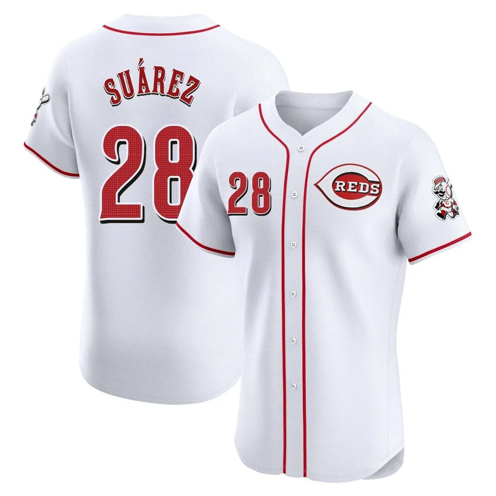 Johmsee C.Reds #28 Eugenio Suárez Player White Limited Elite Home Stitched Jerseys