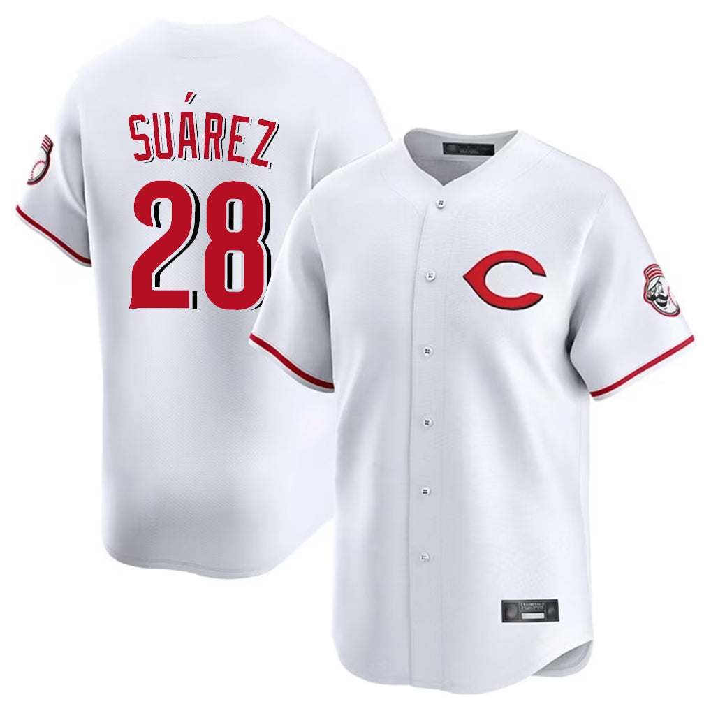Johmsee C.Reds #28 Eugenio Suárez Player White Limited Home Stitched Jerseys