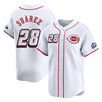 Johmsee C.Reds #28 Eugenio Suárez Player White Speedway Classic Home Limited Stitched Jerseys