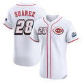 Johmsee C.Reds #28 Eugenio Suárez Player White Speedway Classic Limited Elite Home Stitched Jerseys