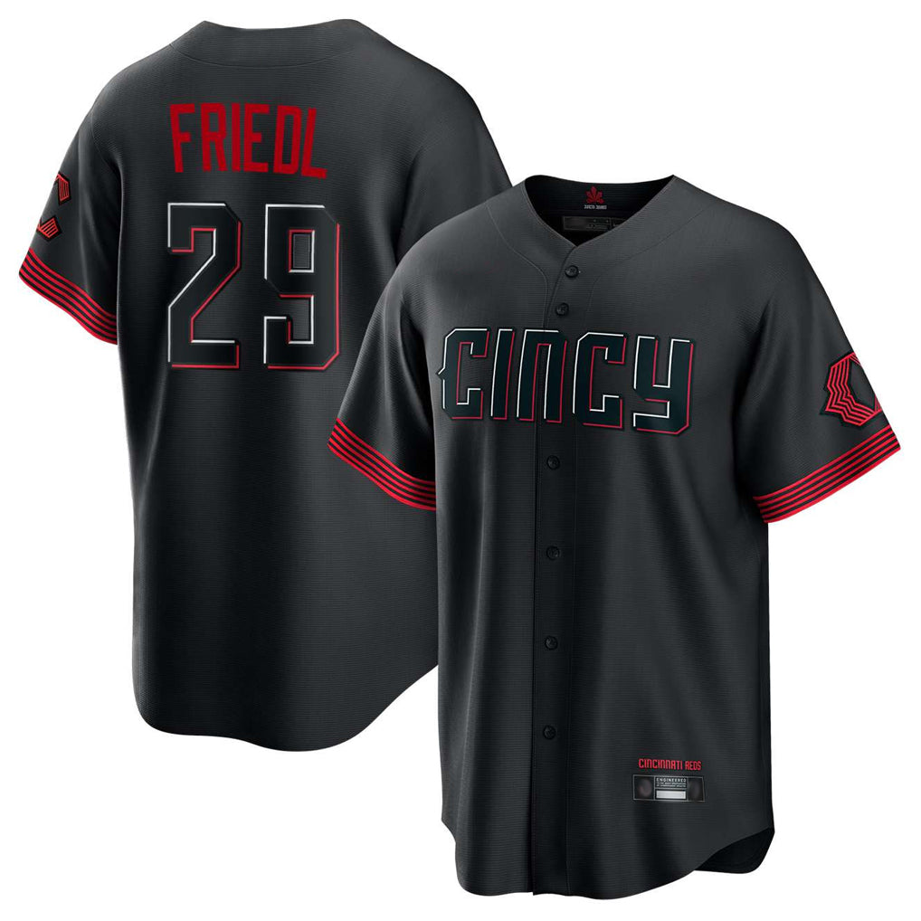 Johmsee C.Reds #29 TJ Friedl Player Black City Connect Home Game Stitched Jerseys