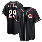 Johmsee C.Reds #29 TJ Friedl Player Black Fashion Out Home Game Stitched Jerseys