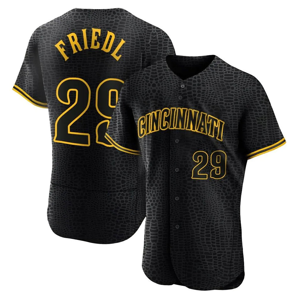 Johmsee C.Reds #29 TJ Friedl Player Black Snake Skin City Limited Elite Home Stitched Jerseys