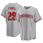 Johmsee C.Reds #29 TJ Friedl Player Gray Home Game Stitched Jerseys