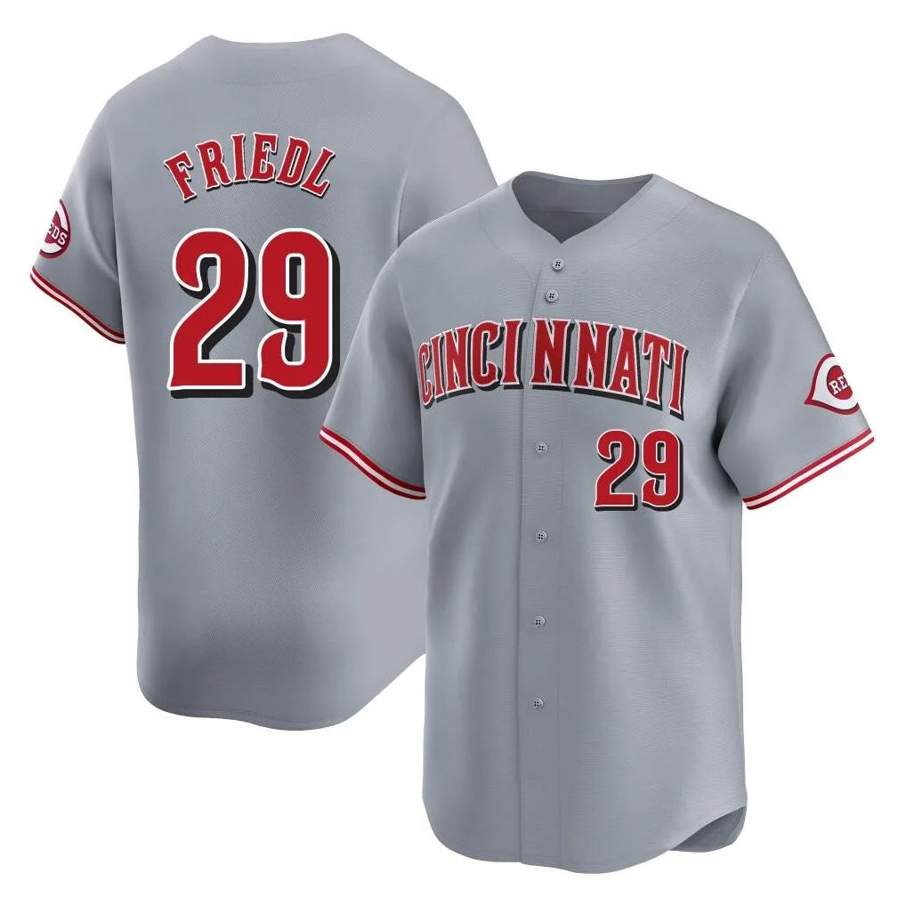 Johmsee C.Reds #29 TJ Friedl Player Gray Home Limited Stitched Jerseys