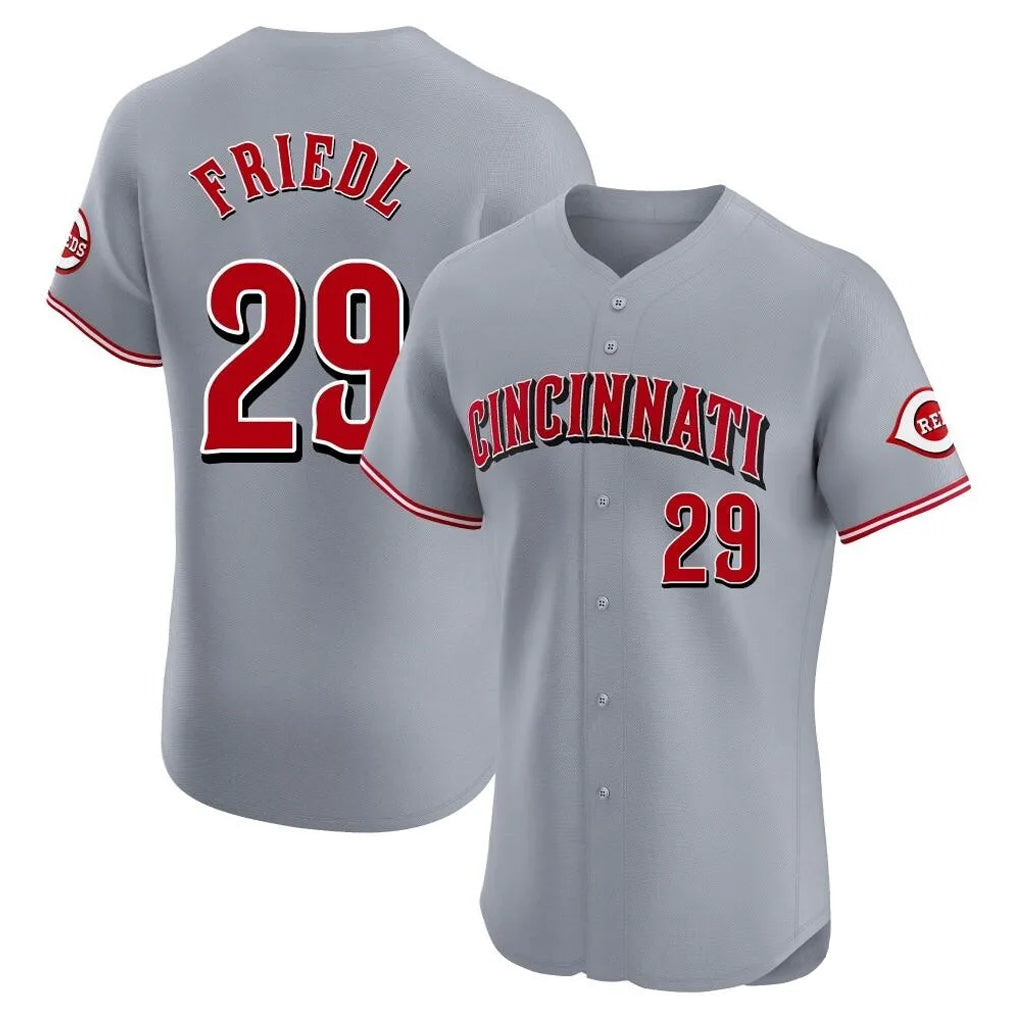 Johmsee C.Reds #29 TJ Friedl Player Gray Limited Elite Home Stitched Jerseys