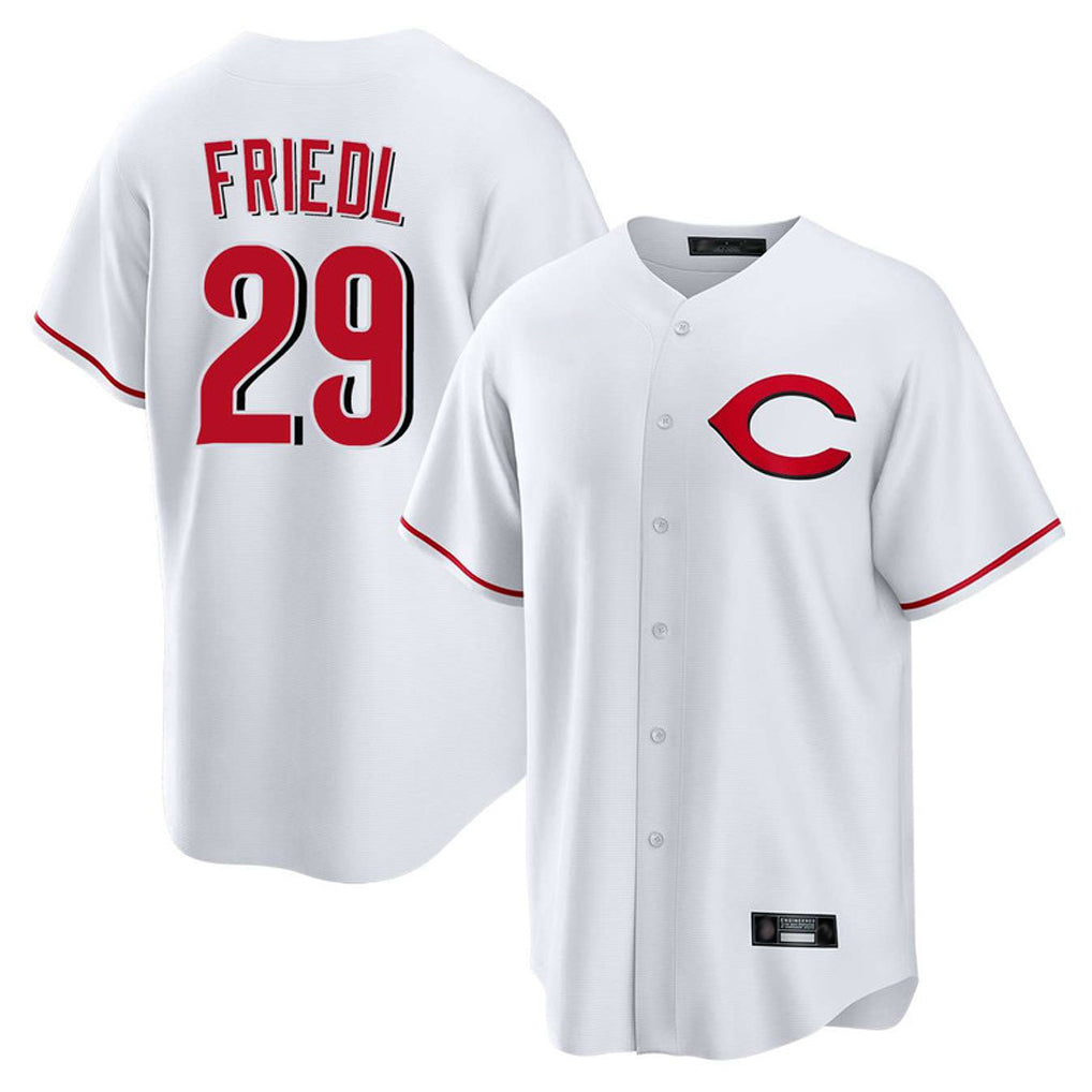 Johmsee C.Reds #29 TJ Friedl Player White Home Game Stitched Jerseys
