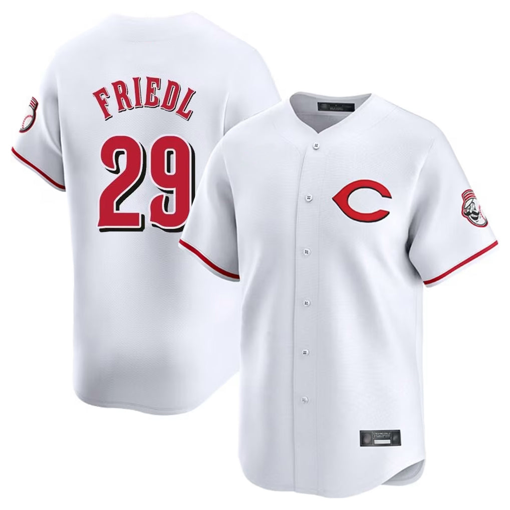 Johmsee C.Reds #29 TJ Friedl Player White Limited Home Stitched Jerseys