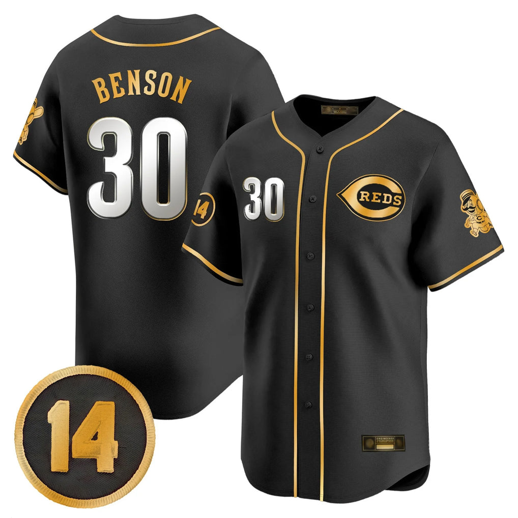 Johmsee C.Reds #30 Ken Griffey Player Black-Gold Vapor Premier Limited Home Stitched Jerseys
