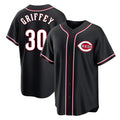 Johmsee C.Reds #30 Ken Griffey Player Black Fashion Out Home Game Stitched Jerseys