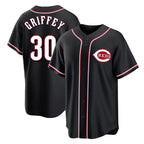 Johmsee C.Reds #30 Ken Griffey Player Black Fashion Out Home Game Stitched Jerseys