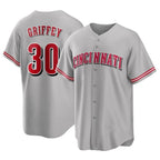 Johmsee C.Reds #30 Ken Griffey Player Gray Home Game Stitched Jerseys
