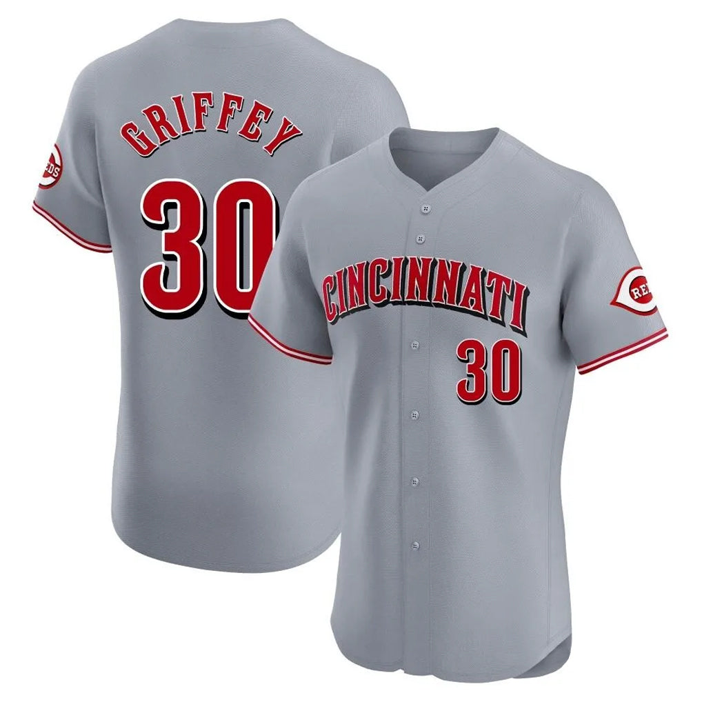 Johmsee C.Reds #30 Ken Griffey Player Gray Limited Elite Home Stitched Jerseys