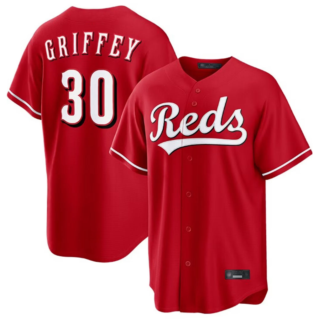 Johmsee C.Reds #30 Ken Griffey Player Red Home Game Stitched Jerseys