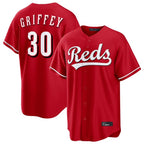 Johmsee C.Reds #30 Ken Griffey Player Red Home Game Stitched Jerseys