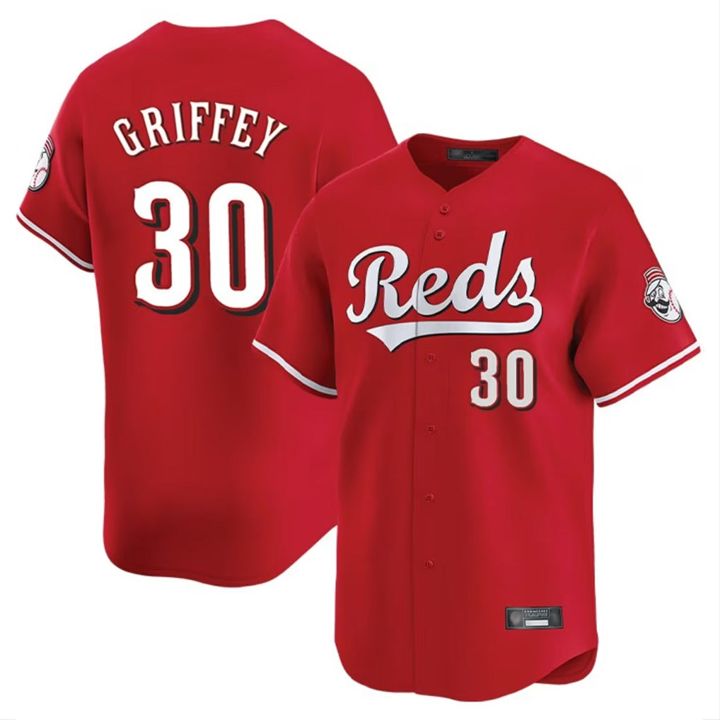 Johmsee C.Reds #30 Ken Griffey Player Red Home Limited Stitched Jerseys
