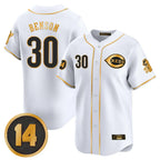 Johmsee C.Reds #30 Ken Griffey Player White-Gold Vapor Premier Limited Home Stitched Jerseys