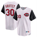 Johmsee C.Reds #30 Ken Griffey Player White Black Stripe Field of Dreams Game Home Stitched Jerseys
