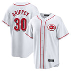 Johmsee C.Reds #30 Ken Griffey Player White Game Home Stitched Jerseys