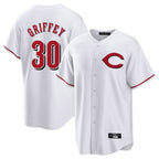 Johmsee C.Reds #30 Ken Griffey Player White Home Game Stitched Jerseys