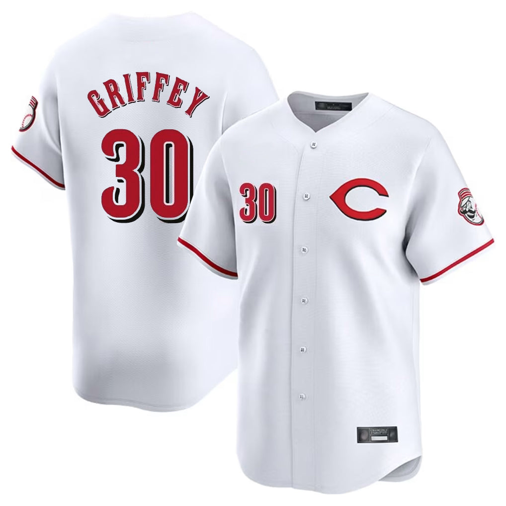 Johmsee C.Reds #30 Ken Griffey Player White Limited Home Stitched Jerseys