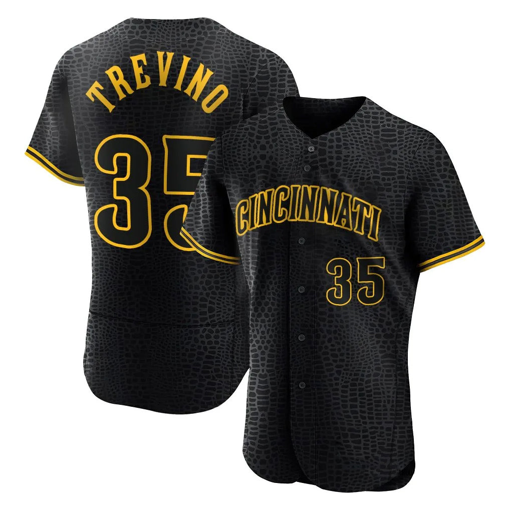 Johmsee C.Reds #35 Jose Trevino Player Black Snake Skin City Limited Elite Home Stitched Jerseys