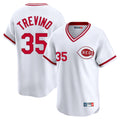 Johmsee C.Reds #35 Jose Trevino Player White Cooperstown Collection Limited T-shirt Home Stitched Jerseys