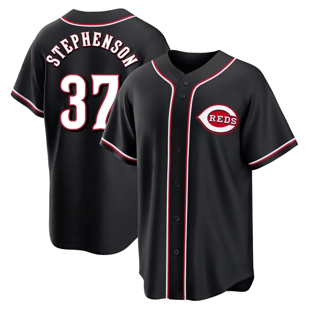 Johmsee C.Reds #37 Tyler Stephenson Player Black Fashion Out Home Game Stitched Jerseys