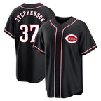 Johmsee C.Reds #37 Tyler Stephenson Player Black Fashion Out Home Game Stitched Jerseys